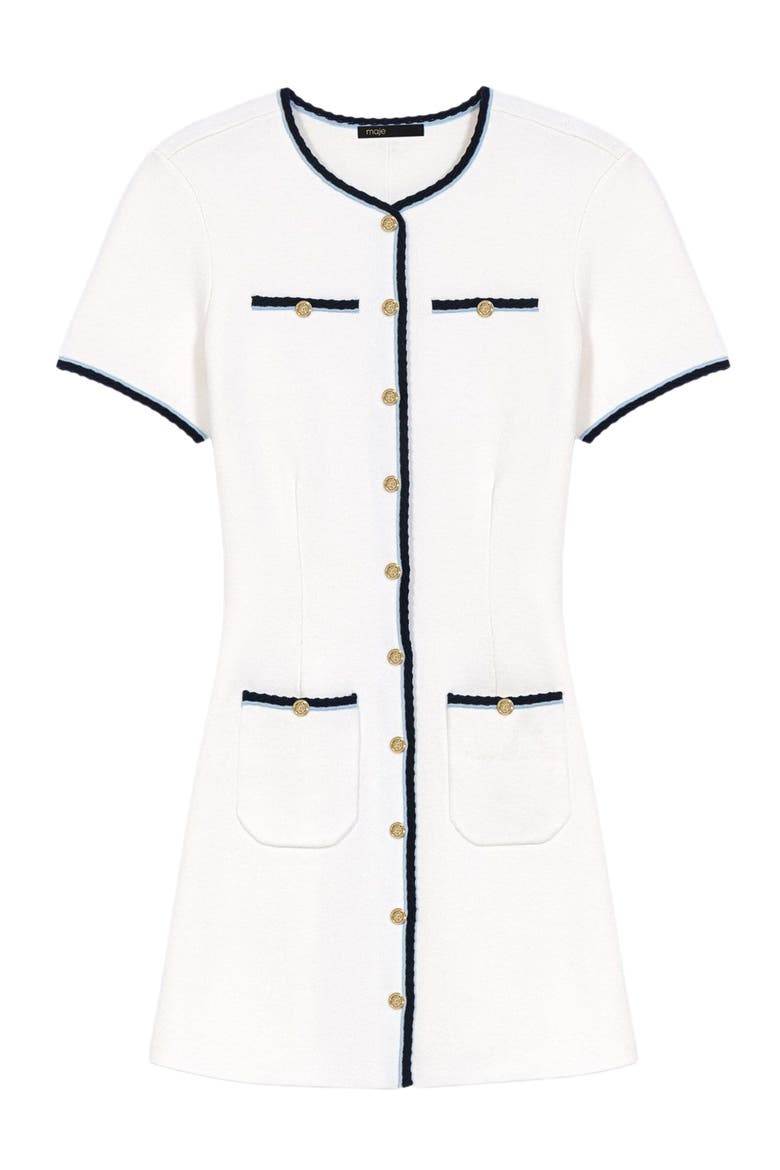 Short dress with contrasting trim, Alternate, color, Ecru