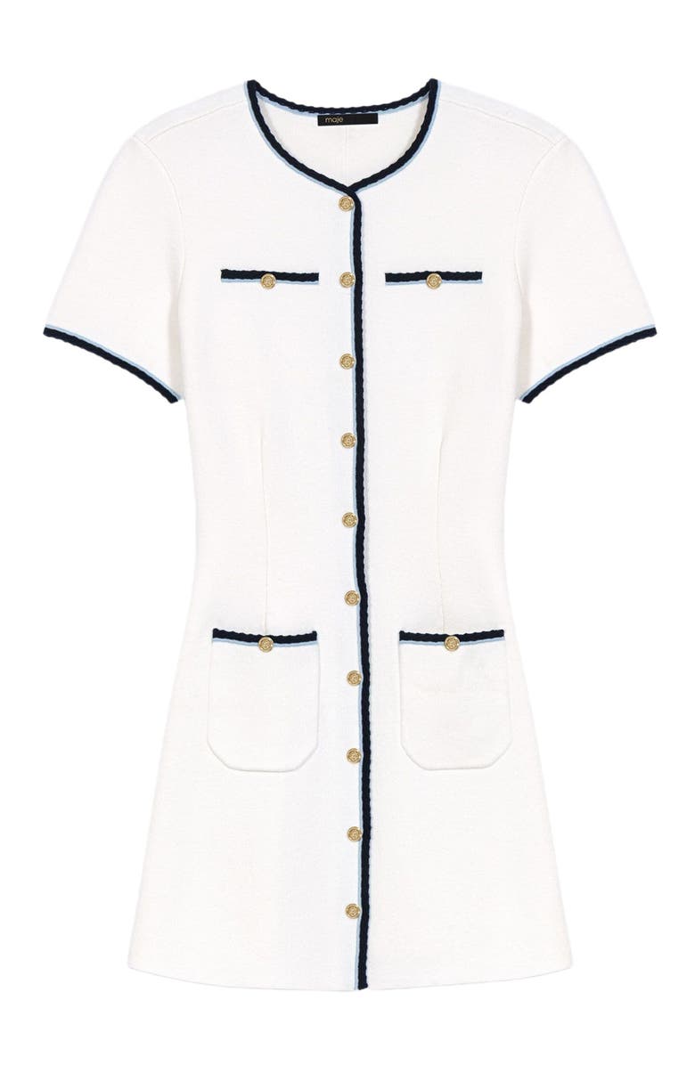 maje Short dress with contrasting trim, Alternate, color, Ecru