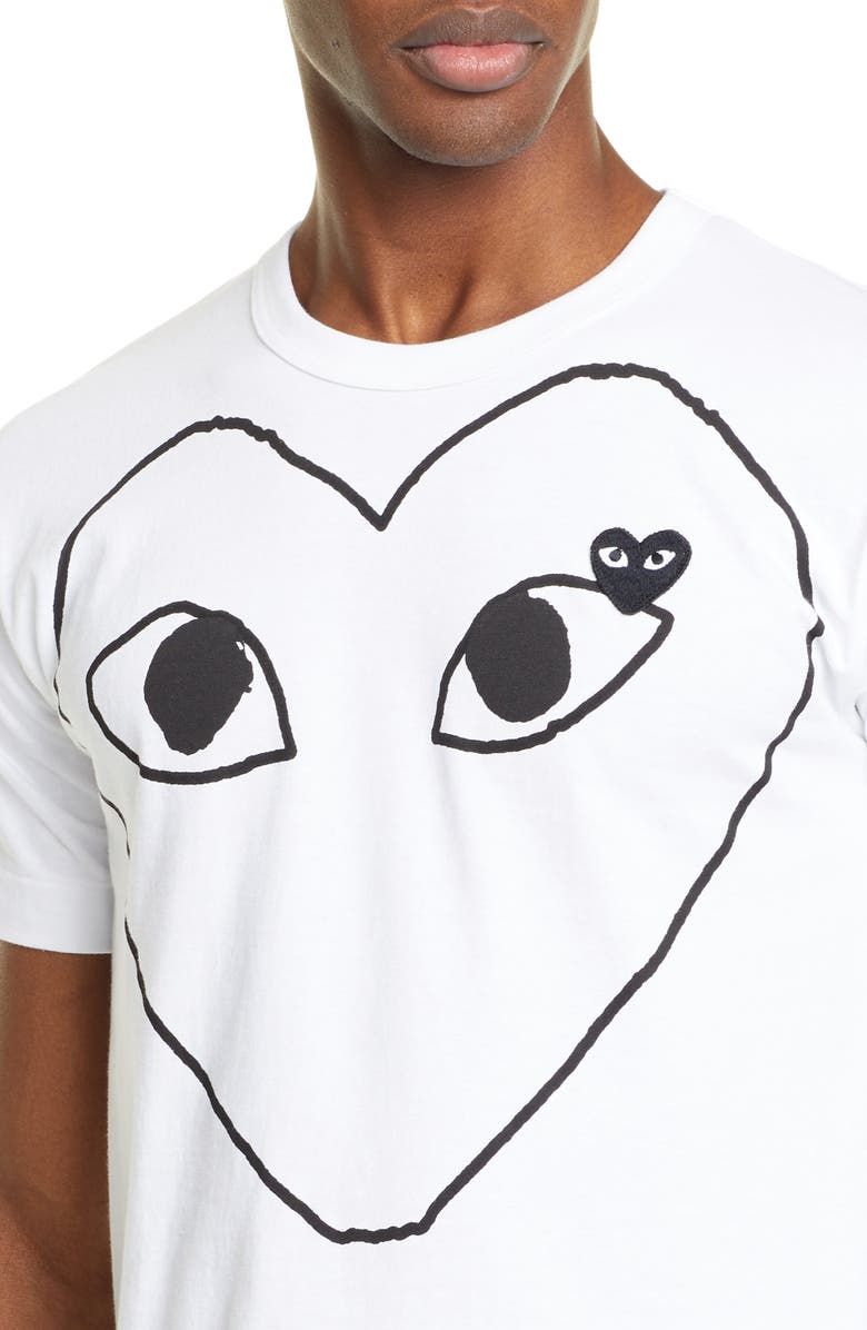 Comme des Garçons PLAY Heart Outline Graphic Tee, Alternate, color, 