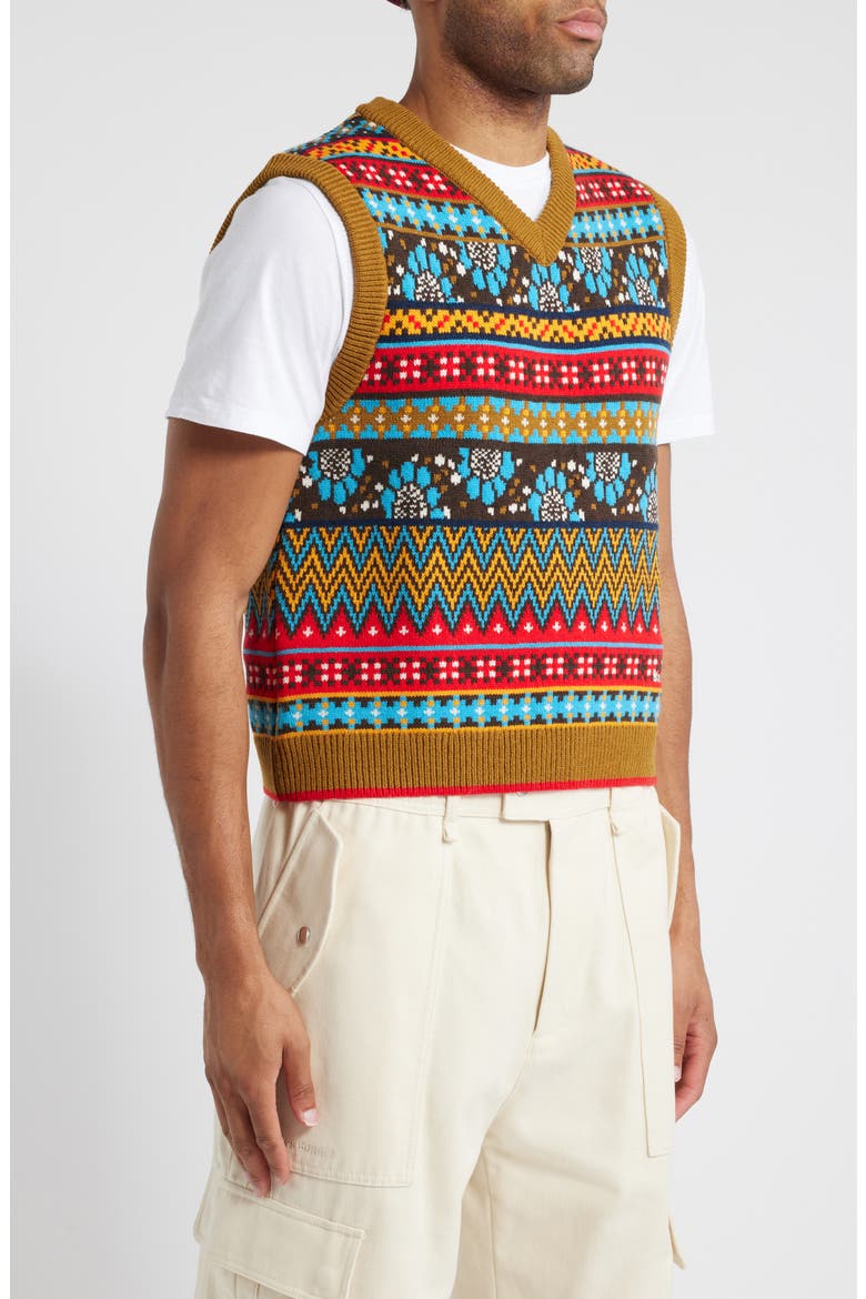 Fair Isle Vest, Alternate, color, BROWN MULTICOLOR