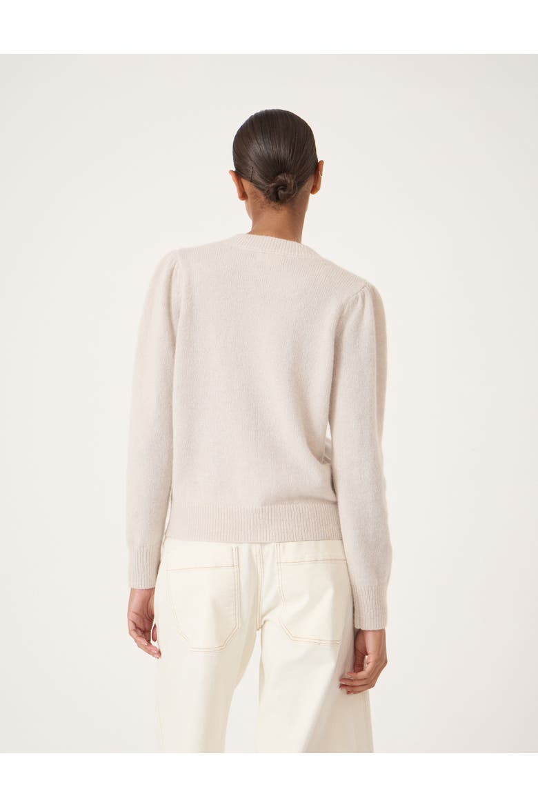 Wool Blend Gathered Shoulder Cardigan, Alternate, color, Stone White