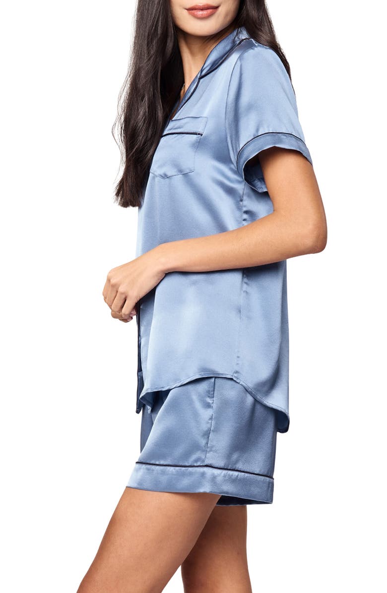 Petite Plume Mulberry Silk Short Pajamas, Alternate, color, Blue