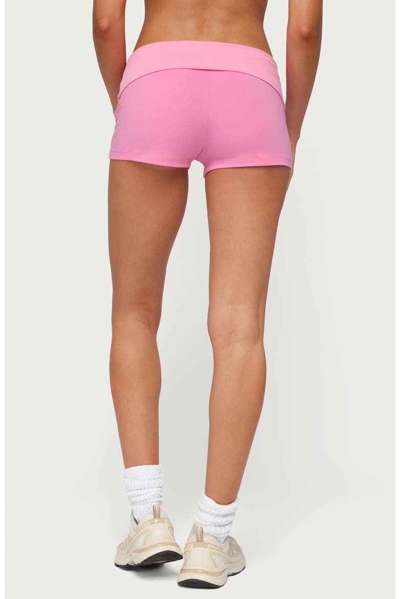 Marleaux Foldover Stretch Cotton Shorts, Alternate, color, PINK