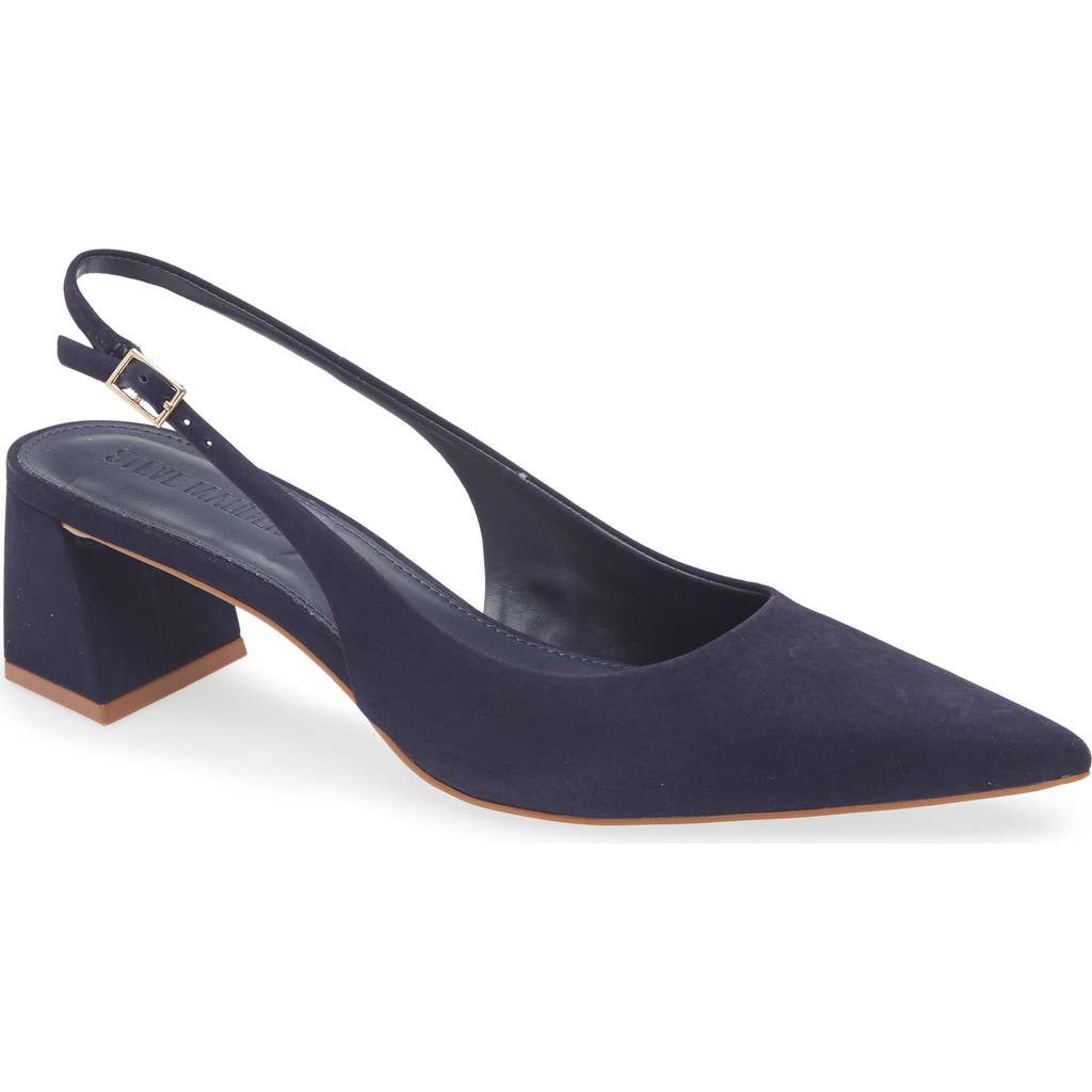 Steve Madden Robyn Pointed Toe Slingback Pump In Navy Nubuck