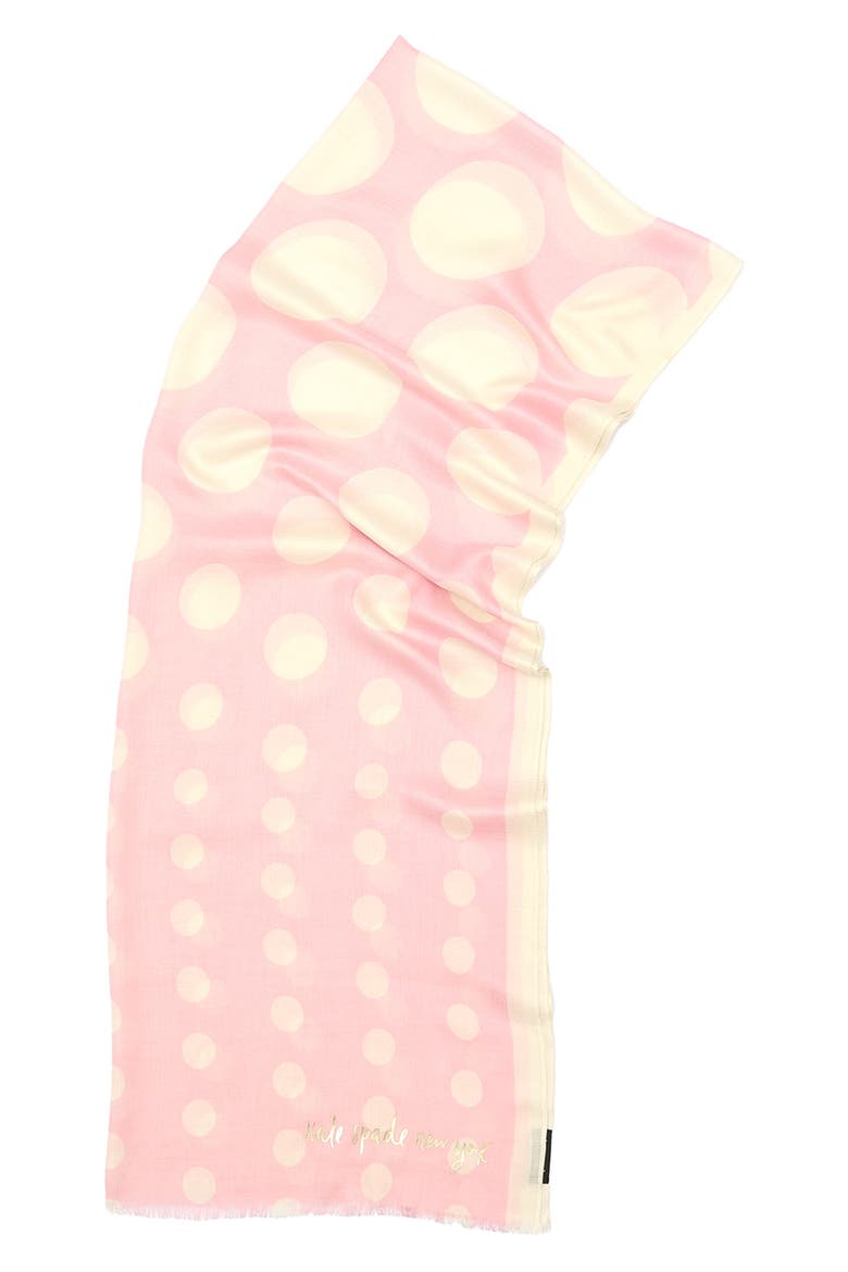 dots & bubbles oblong scarf, Alternate, color, CREAM/PINK LUPINE