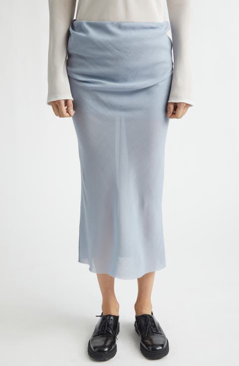 Draped Bias Cut Wool Skirt