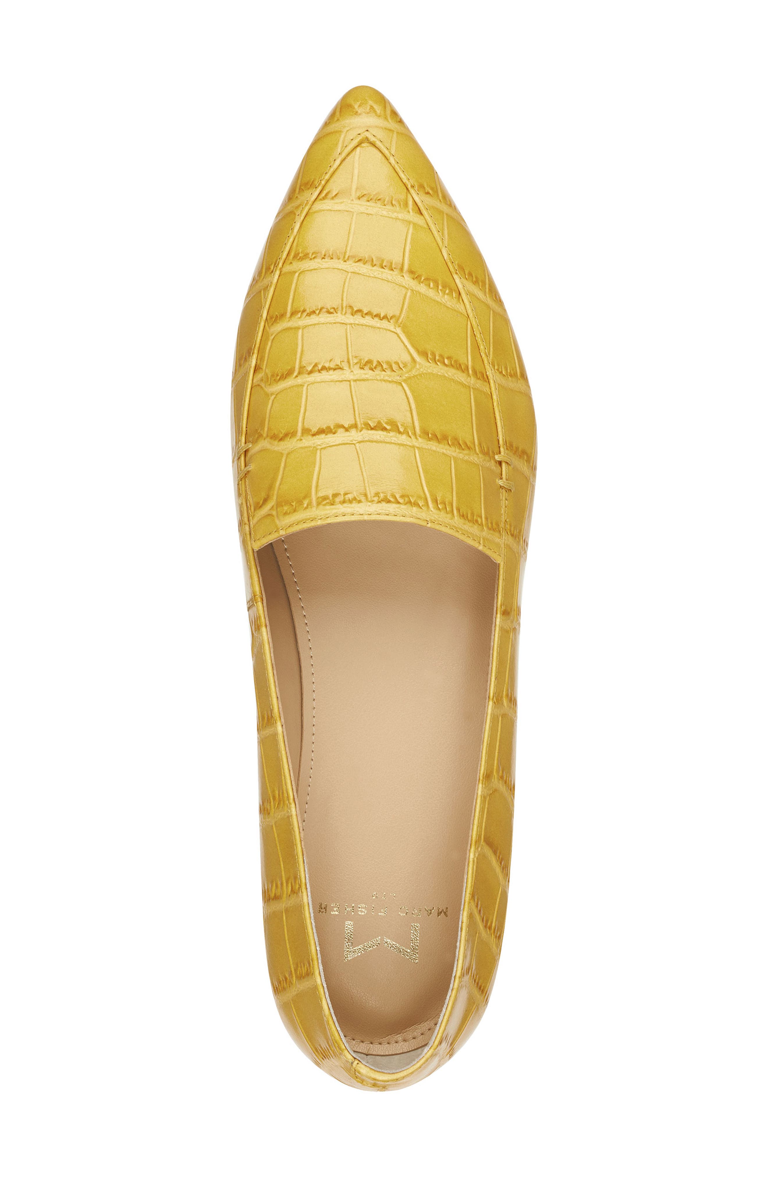 Zurri Pointed Toe Loafer, Alternate, color, MUSTARD CROC EMBOSSED LEATHER