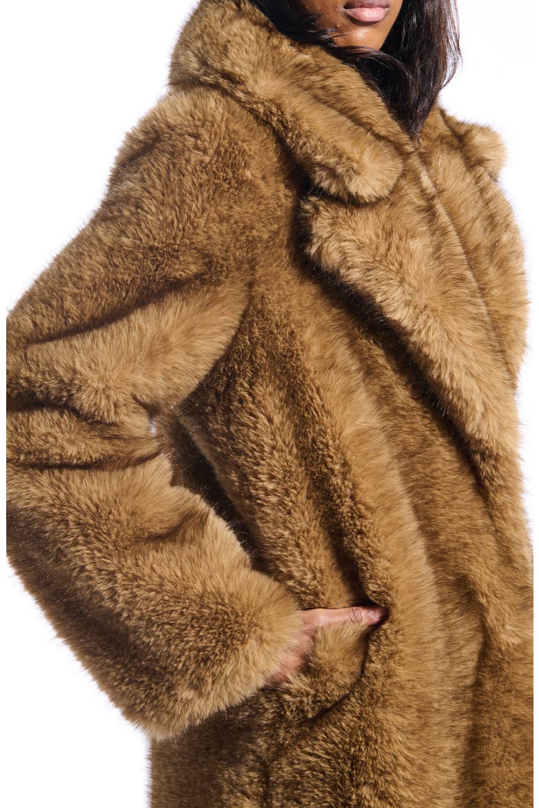 Faux Fur Coat, Alternate, color, BROWN