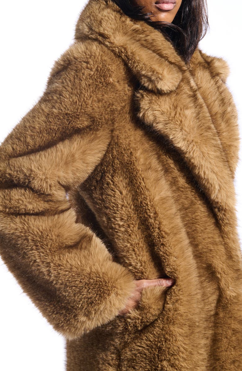 AZALEA WANG Faux Fur Coat, Alternate, color, Brown
