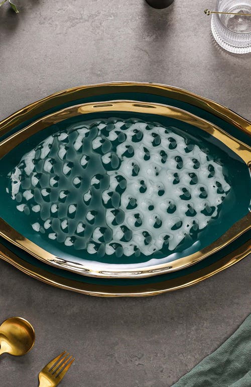 Stone Lain Florian Porcelain 2-piece Serving Plate Set In Blue