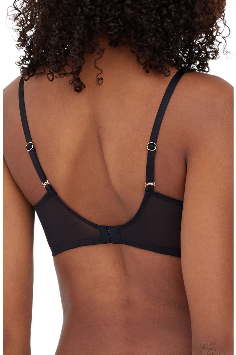 Passion Underwire Plunge Unlined Mesh Bra, Alternate, color, BLACK