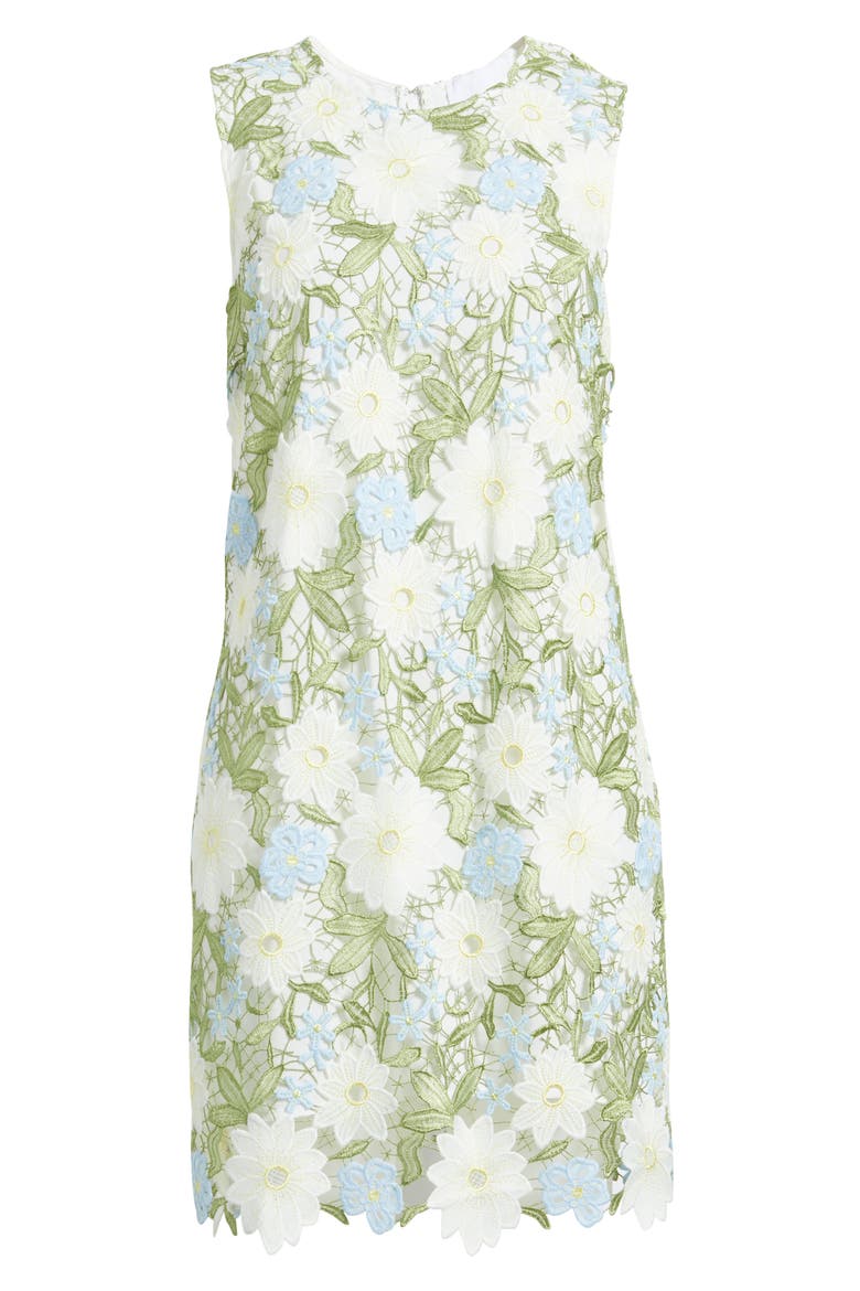 Floral Lace Shift Dress, Alternate, color, IVORY/ GREEN