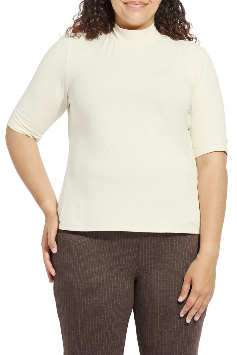 Clara Mock Neck Elbow Sleeve Top, Main, color, MACADAMIA
