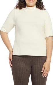 Lysse Clara Mock Neck Elbow Sleeve Top