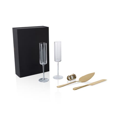 Arbane Champagne Glass Set with Cake Knife