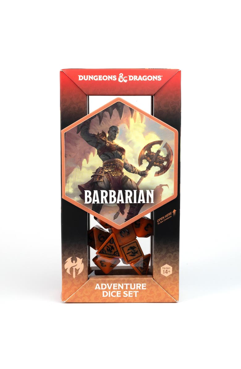 Dungeons & Dragons D&D Adventure Dice Barbarian Orange, 15Pc Rpg Set, Alternate, color, 