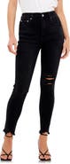 Grey Lab Destroyed Raw Hem Skinny Jeans
