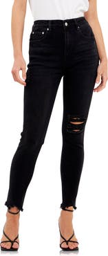 Grey Lab Destroyed Raw Hem Skinny Jeans