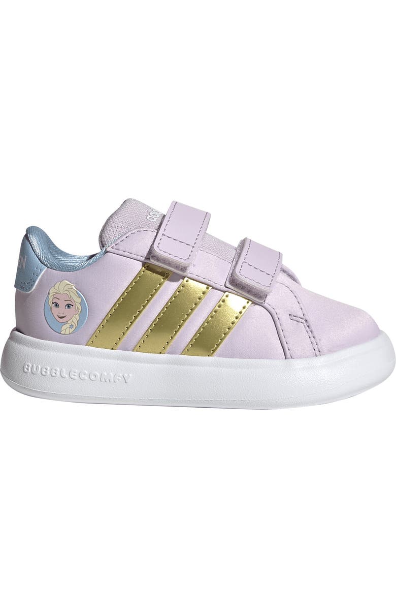 adidas x Disney<sup>®</sup> Kids' Grand Court Elsa Sneaker, Alternate, color, Lavender/ Gold/ Blue