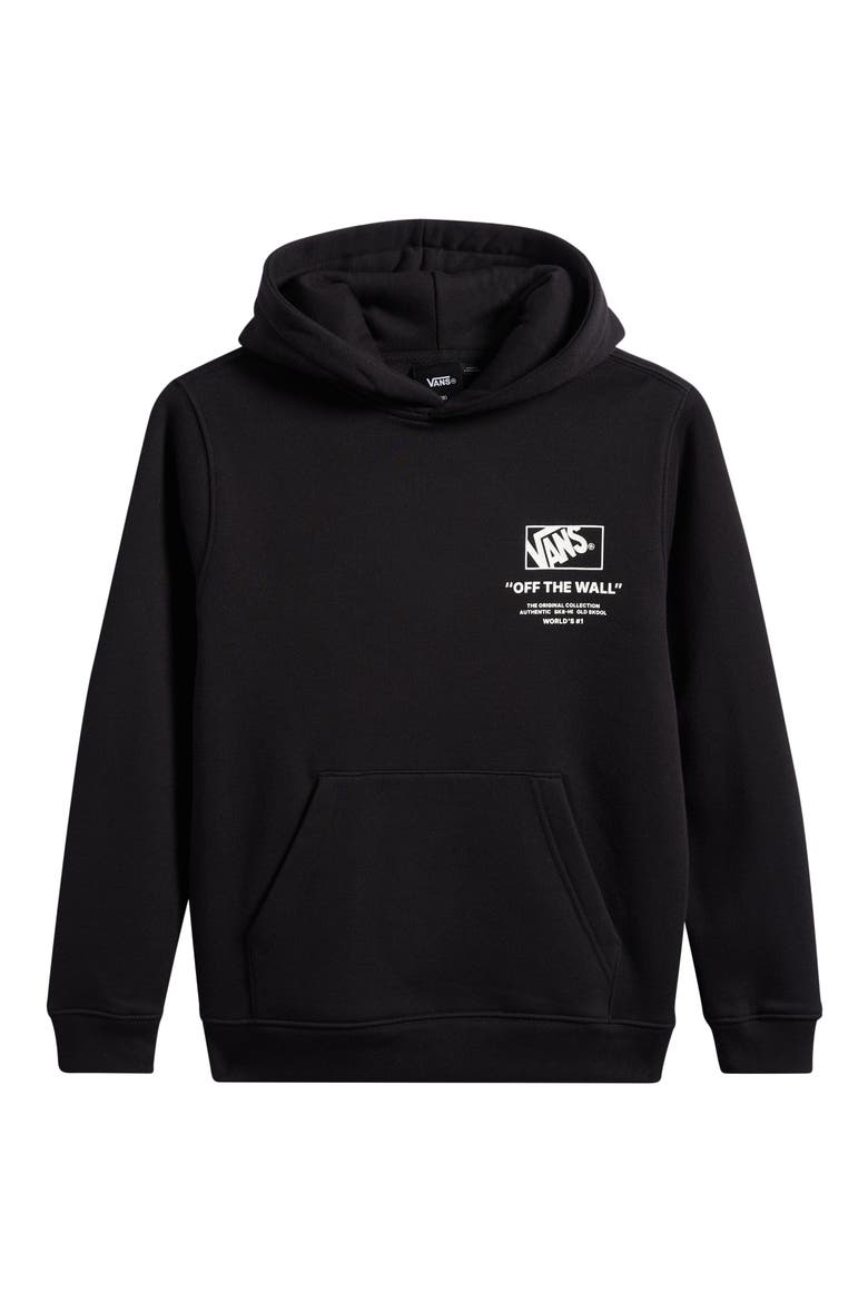 Kids' Stacked Logo Fleece Hoodie, Main, color, BLACK WHITE