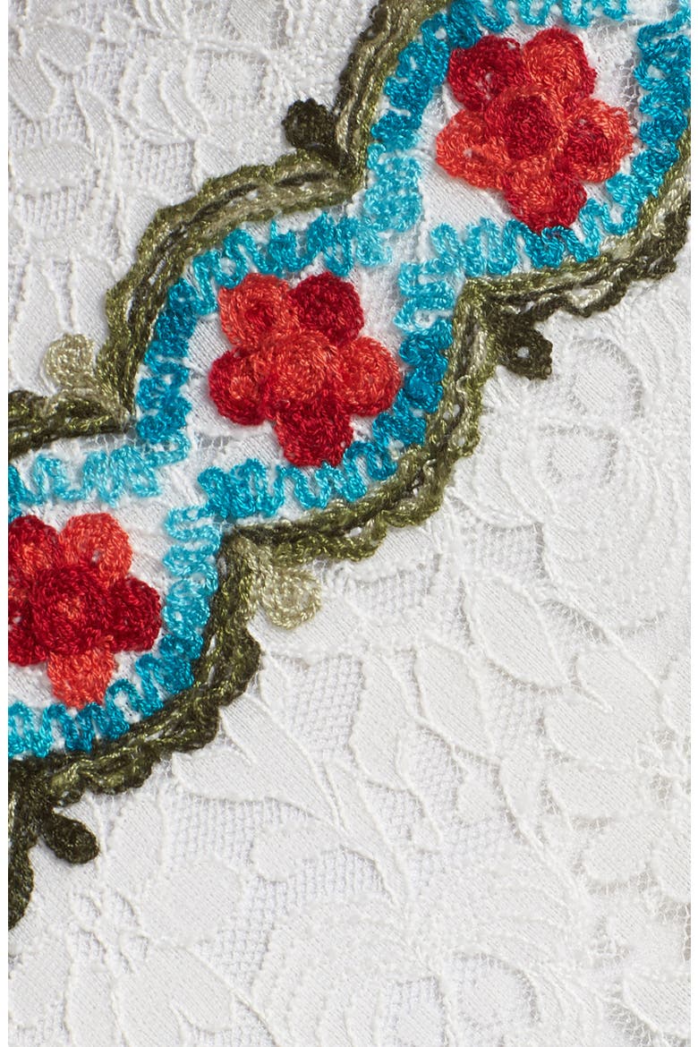 Hailey Embroidered Strapless Lace Dress, Alternate, color, WHITE MULTI