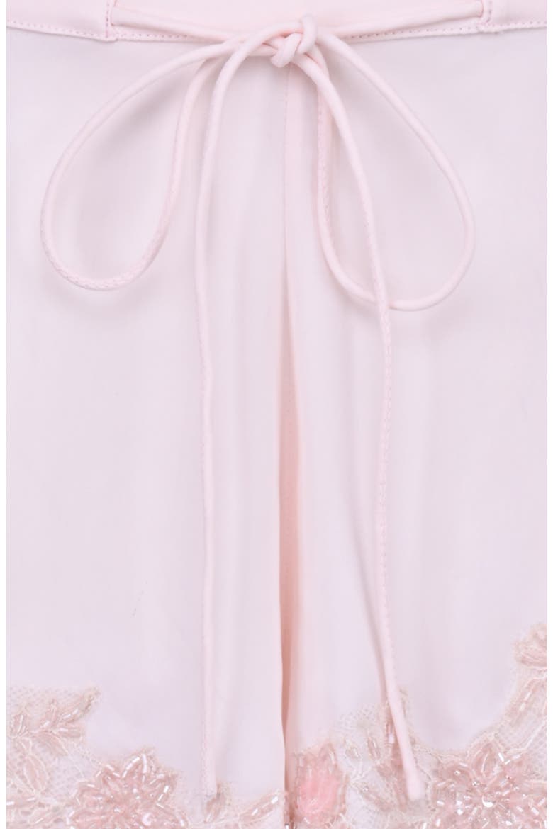 Faye Lace Trim Satin Pajama Shorts, Alternate, color, PINK