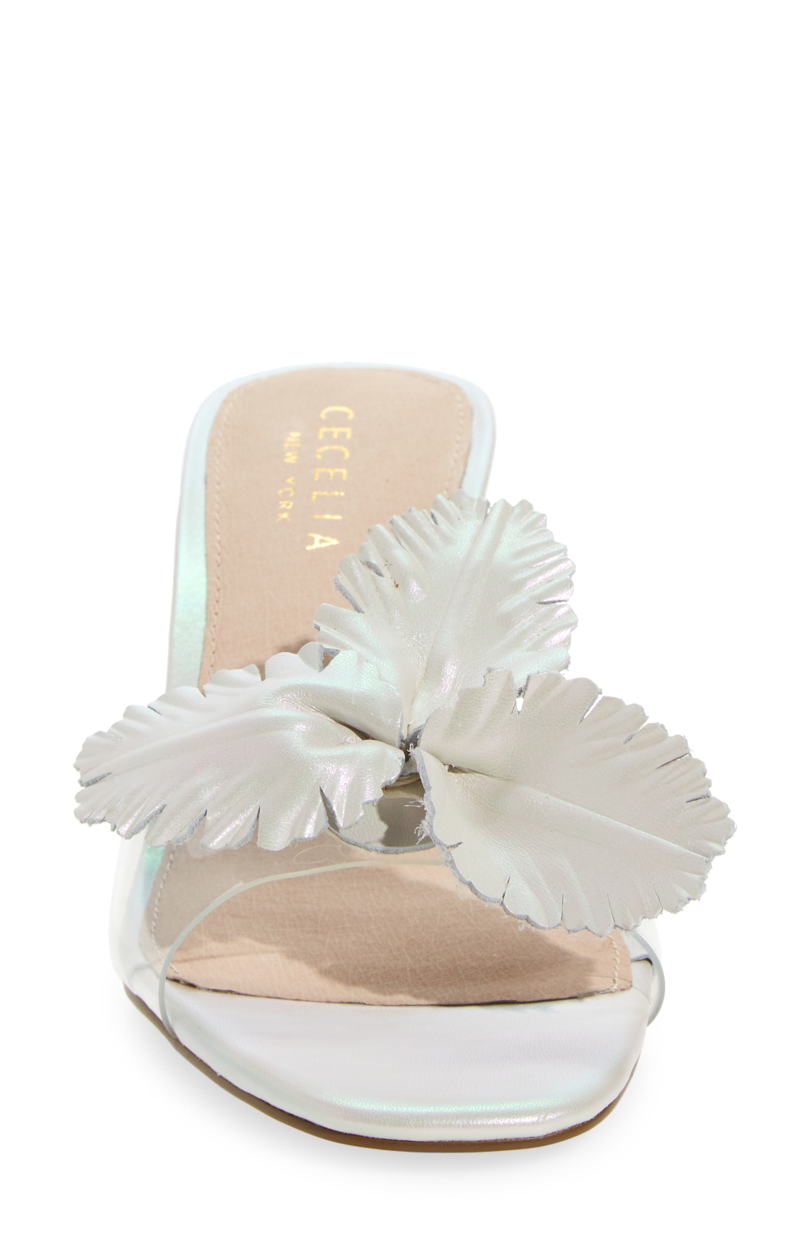 Park Ave Leather Flower Sandal, Alternate, color, PEARL WHITE