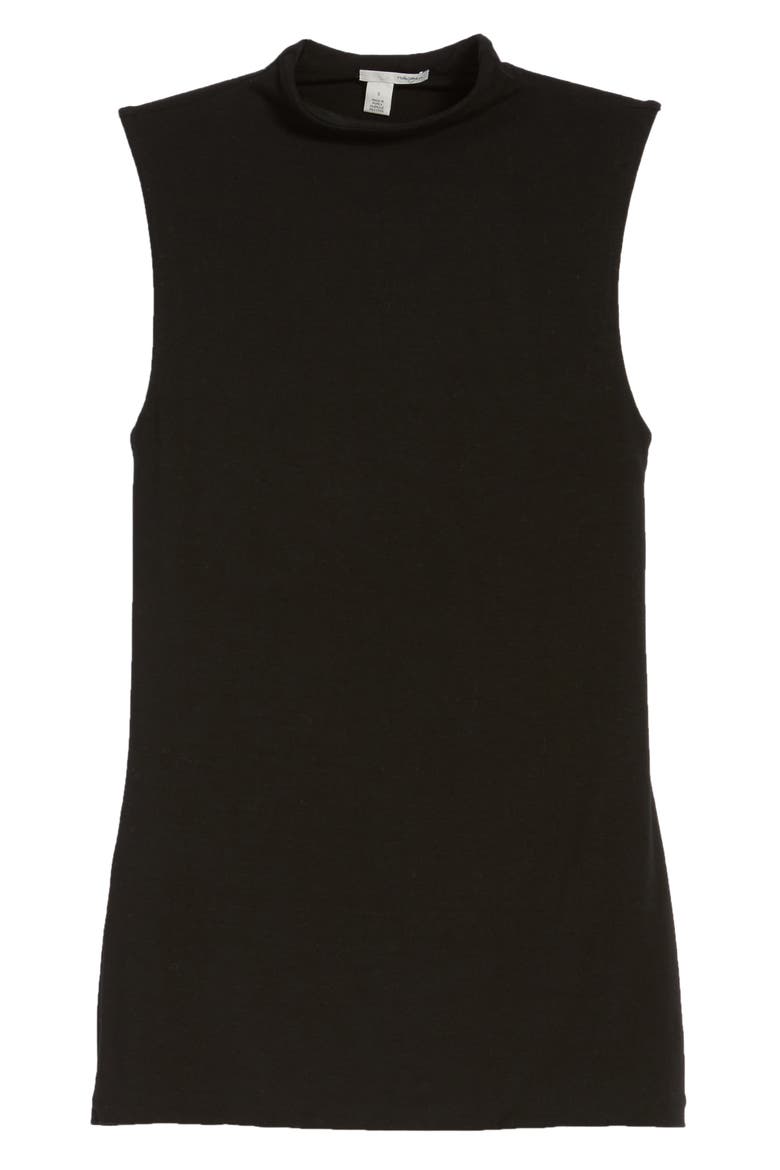 Jersey Funnel Neck Top, Alternate, color, BLACK