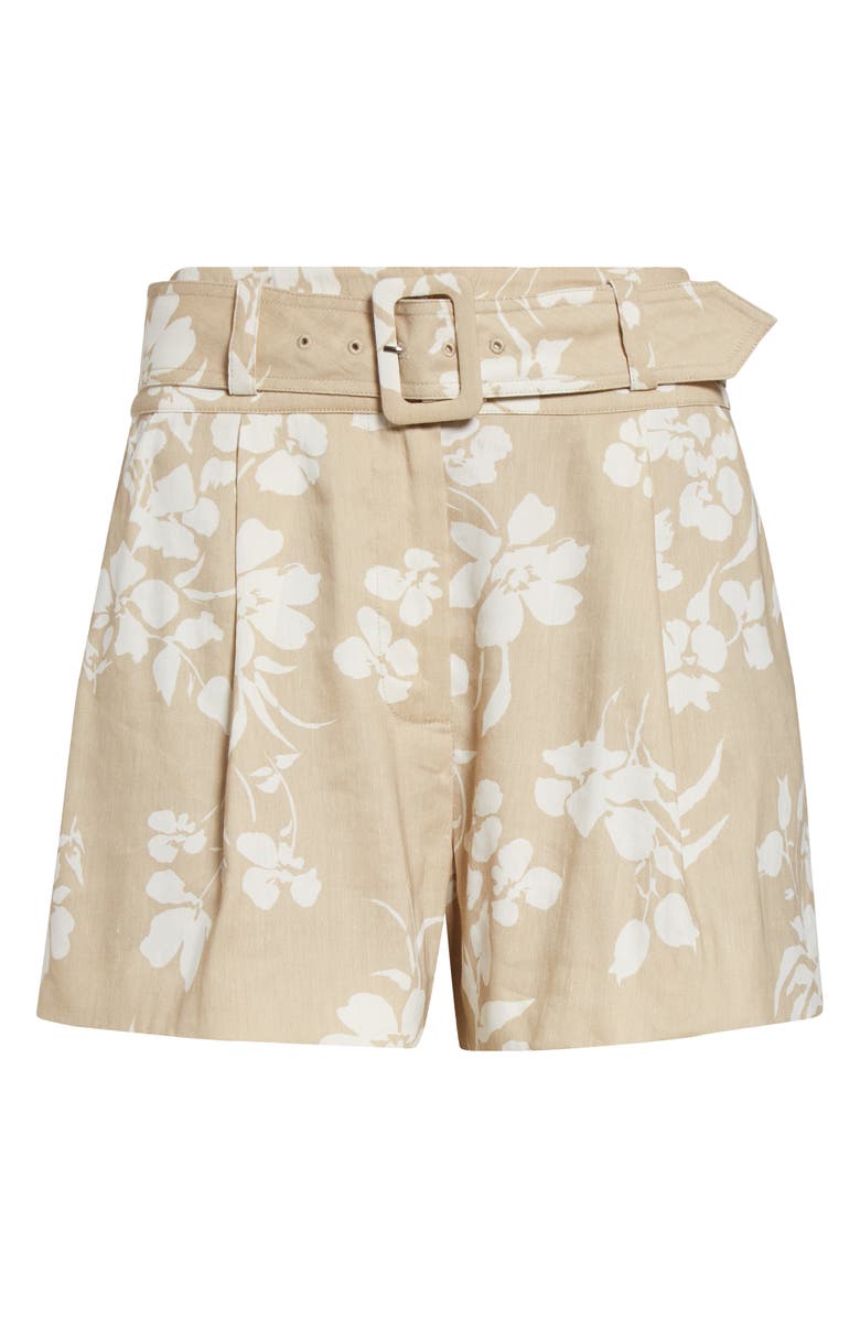 Veronica Beard Hobbes Floral Belted Linen Blend Shorts, Alternate, color, 