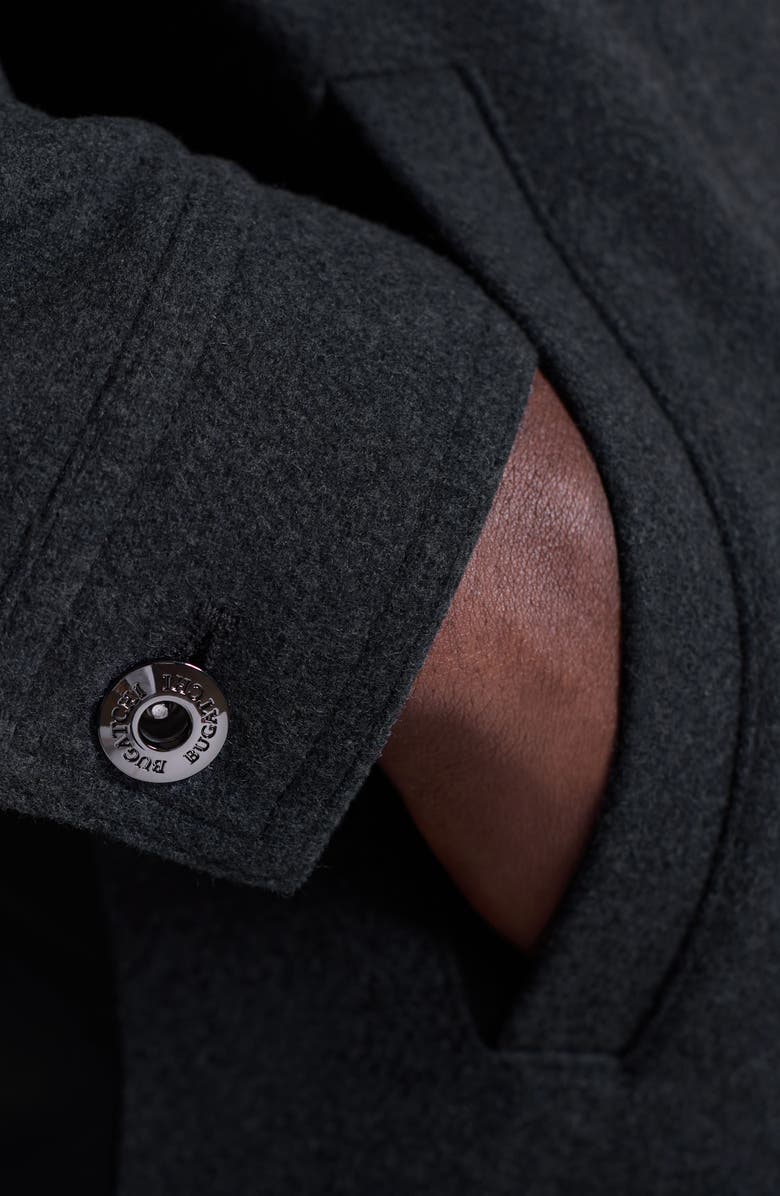 Bugatchi Hybrid Melton & Wool Trucker Jacket, Alternate, color, Anthracite