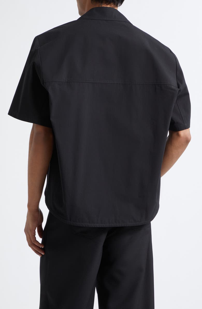 Séfr Waylon Short Sleeve Cotton Poplin Button-Up Shirt, Alternate, color, Black Fine Poplin