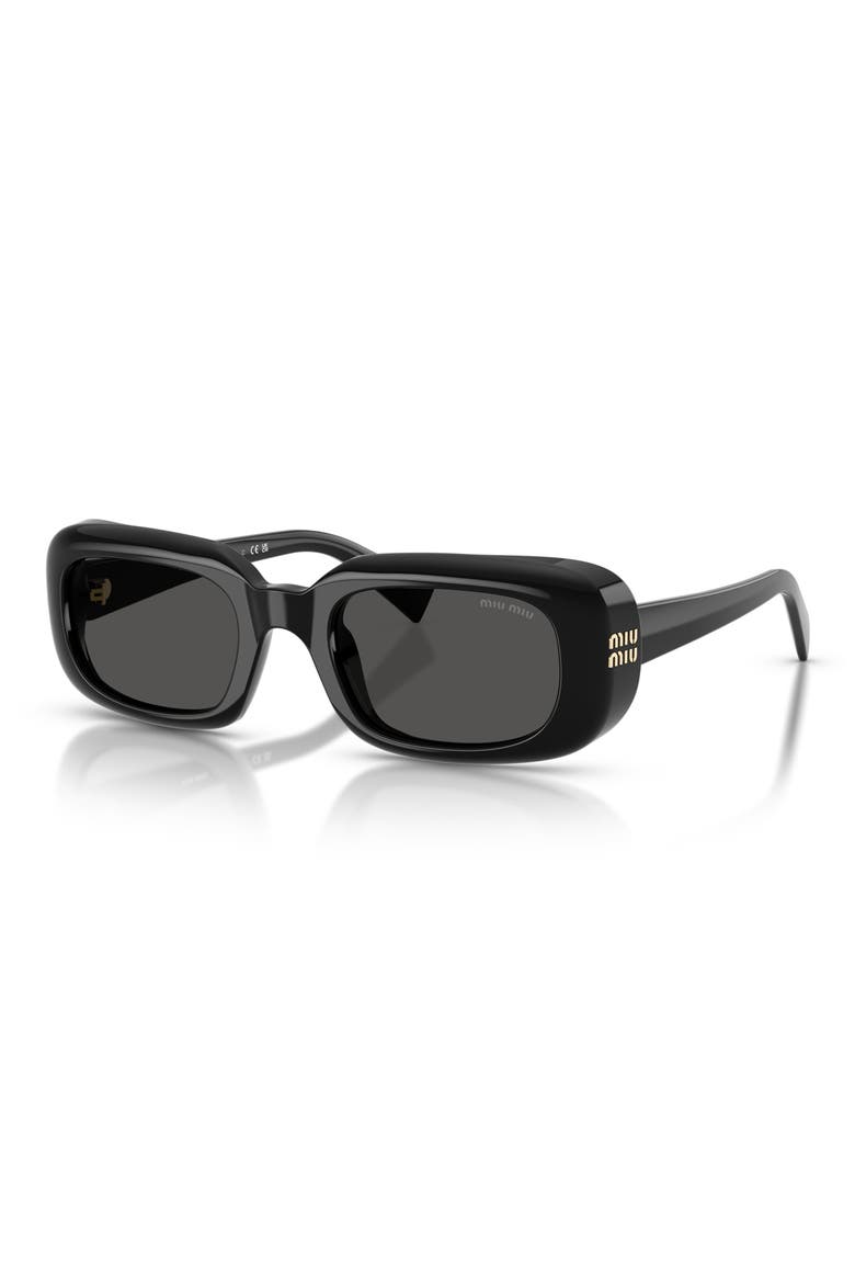 52mm Rectangular Sunglasses, Alternate, color, BLACK / DARK GREY