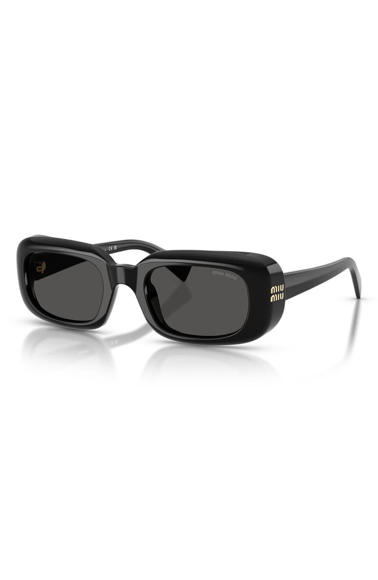 Miu Miu 52mm Rectangular Sunglasses, Alternate, color, Black / Dark Grey