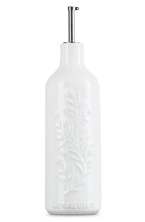 Le Creuset Olive Branch Stoneware Oil Cruet In White