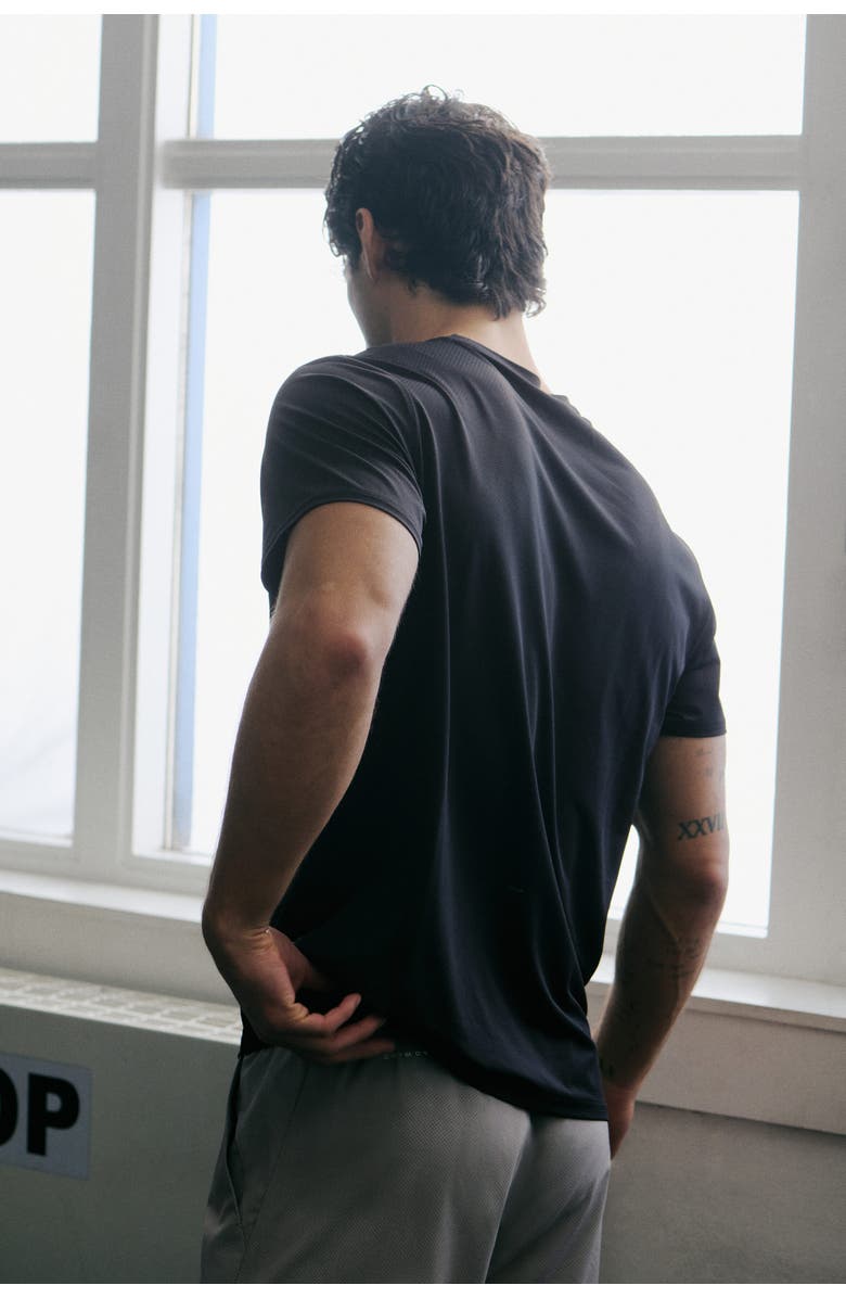 H&M Mesh Sports T-shirt With Drymove, Alternate, color, Black