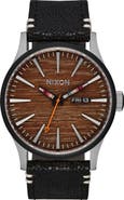 Nixon The Sentry Leather Strap Watch, 42mm