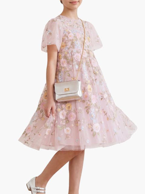 Garden Puff Sleeve Round Neck Dress