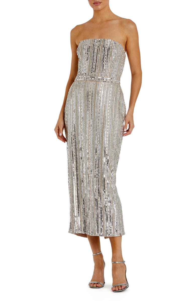 Mac Duggal Embellished Strapless Column Dress, Main, color, Nude