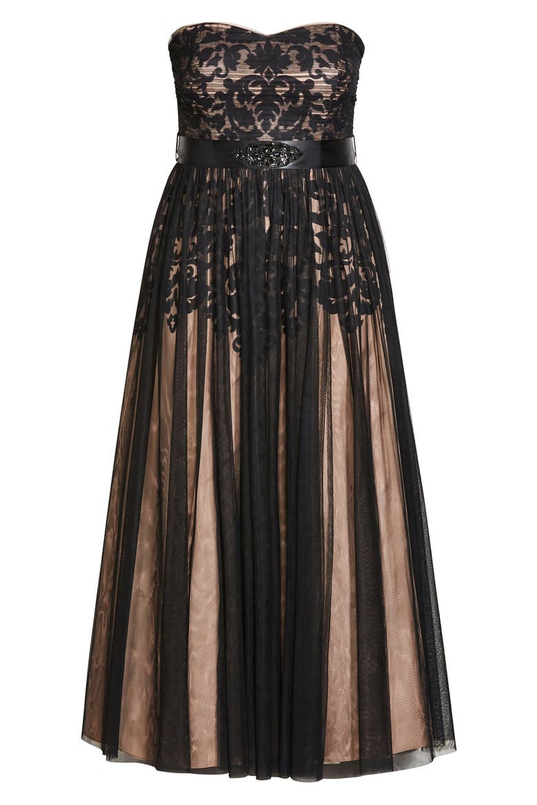 Strapless Tulle Ballgown, Alternate, color, BLACK