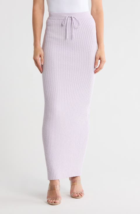 Terry Ribbed Maxi Skirt (Regular & Plus)