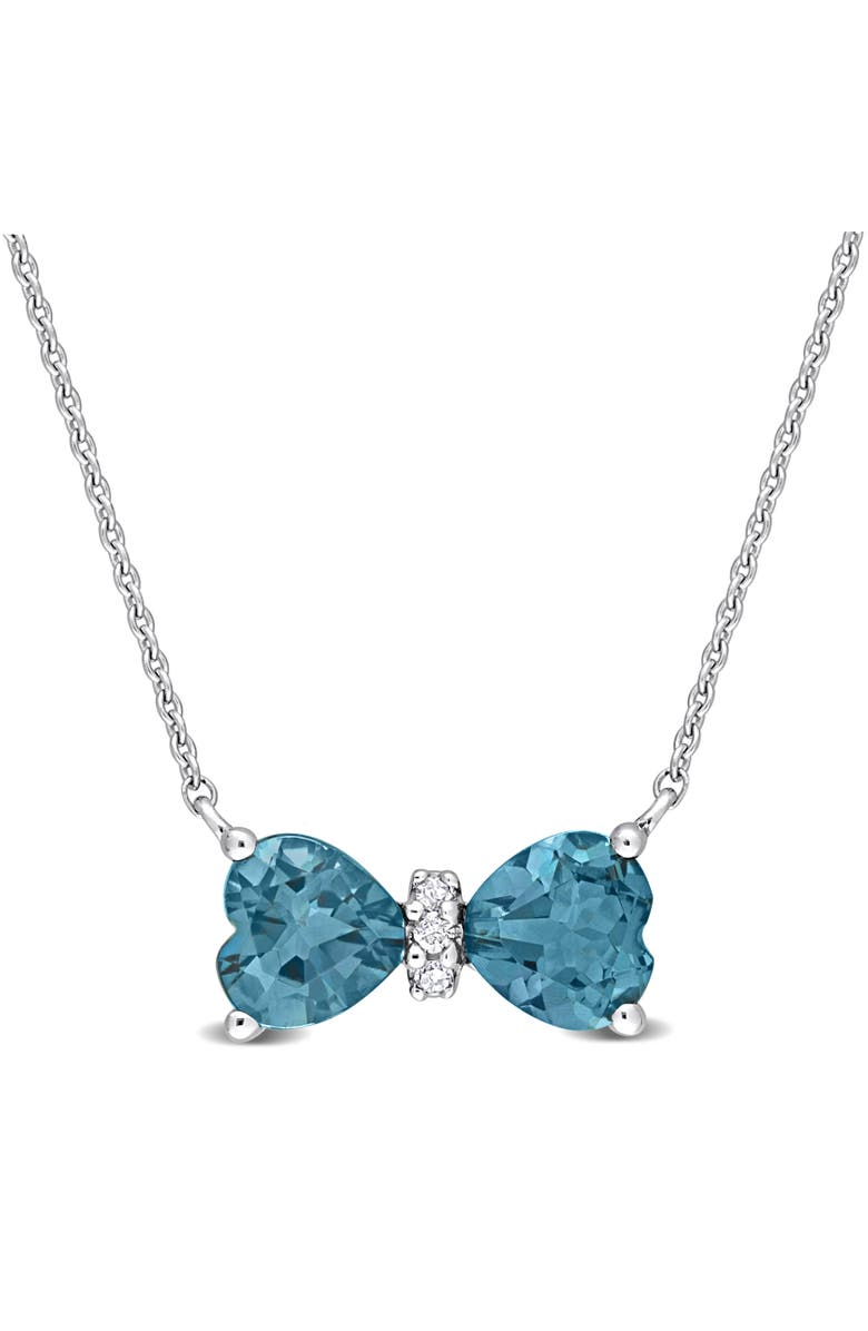 Julianna B. Gemstone & Diamond Bow Necklace 10K, Main, color, Blue Topaz/White Gold