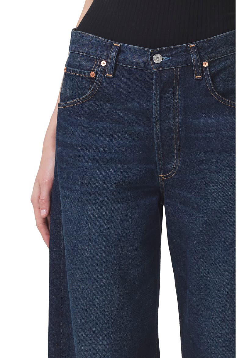 Ayla Cuffed Super High Waist Crop Baggy Jeans, Alternate, color, BRAVO DK IND