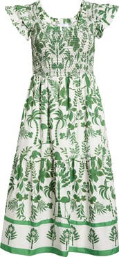 SUGARLIPS Double Ruffle Smocked Bodice Midi Sundress