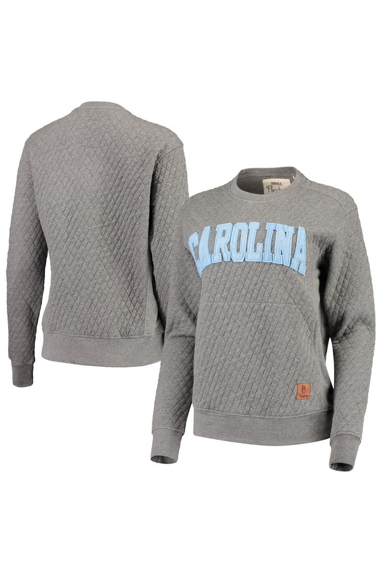 Women's Pressbox Heather Charcoal North Carolina Tar Heels Moose Quilted Pullover Sweatshirt, Main, color, Heather Gray