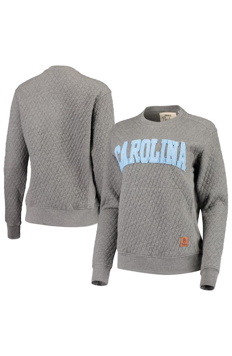 PRESSBOX Women's Pressbox Heather Charcoal North Carolina Tar Heels Moose Quilted Pullover Sweatshirt, Main, color, Heather Gray