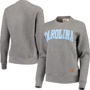 PRESSBOX Women's Pressbox Heather Charcoal North Carolina Tar Heels Moose Quilted Pullover Sweatshirt