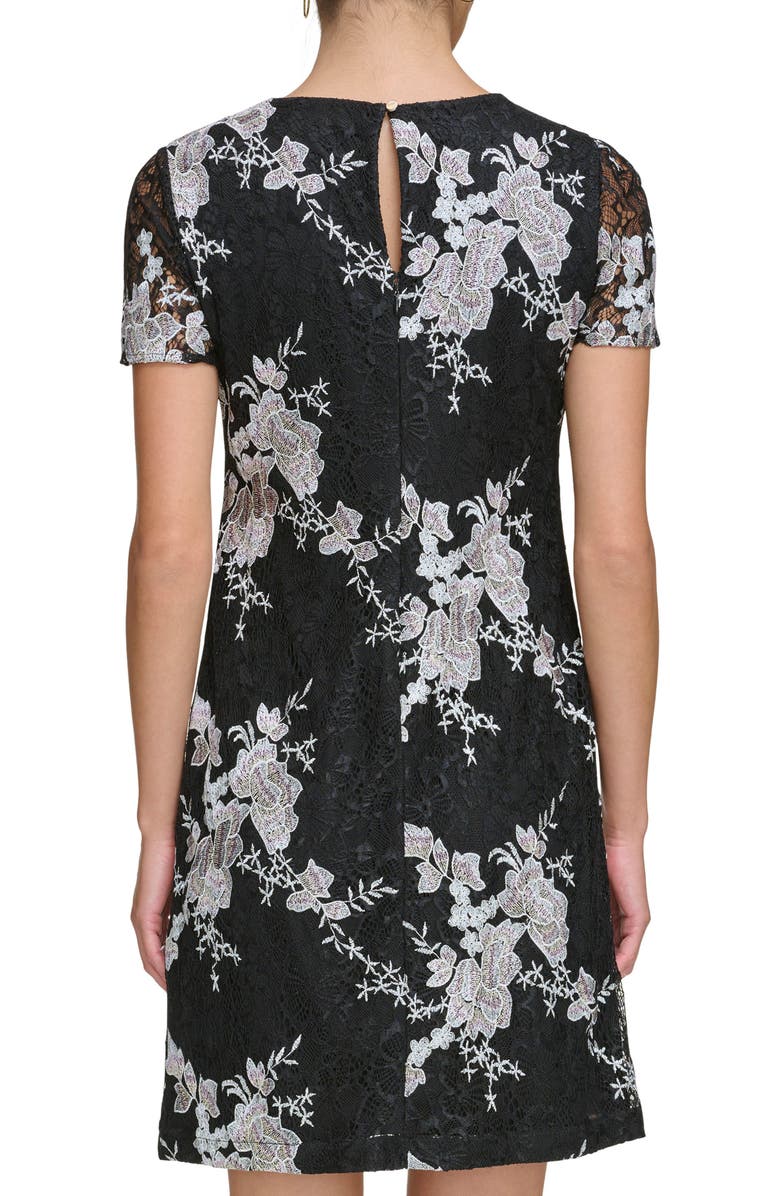 Kensie Embroidered Lace Cocktail Minidress, Alternate, color, Black Multi