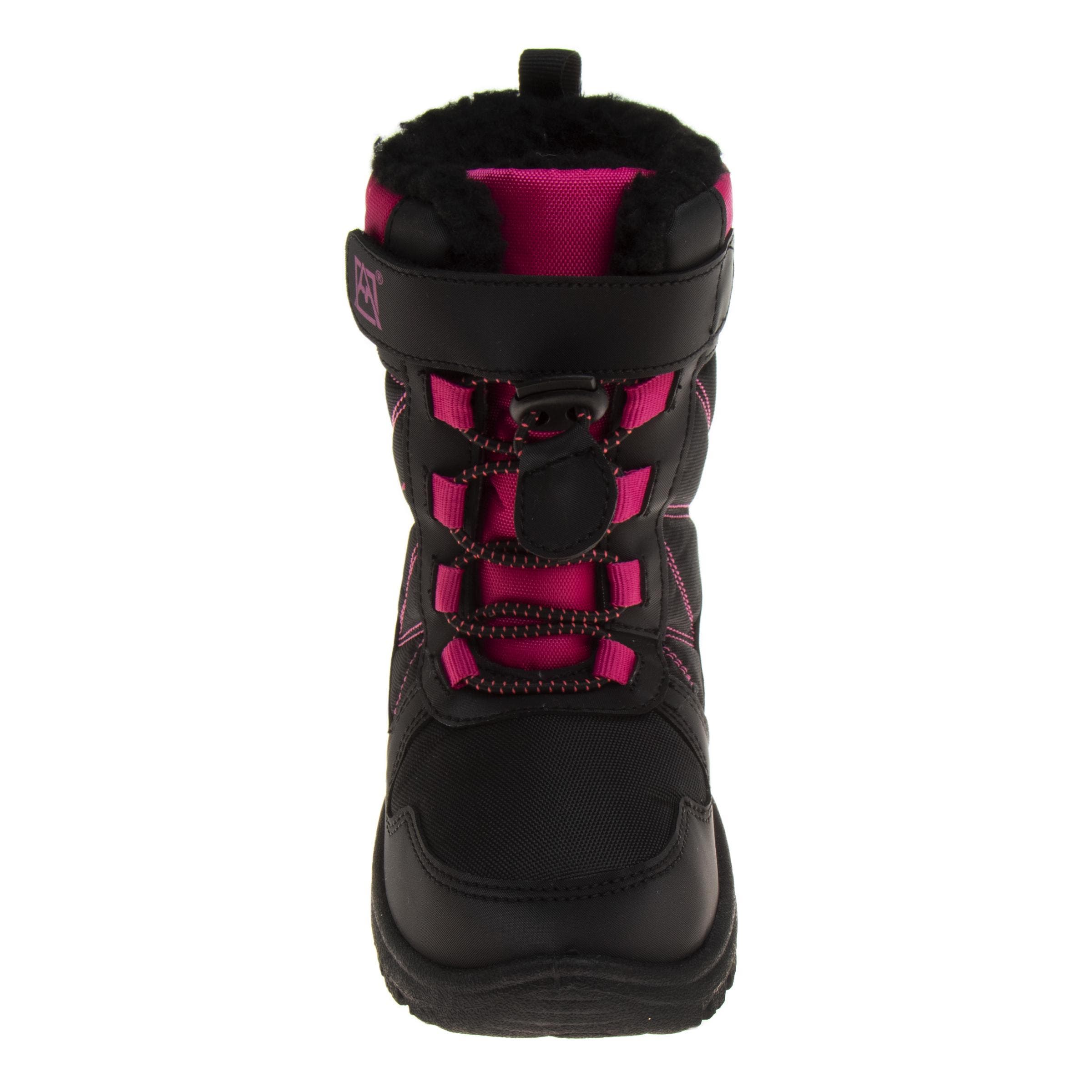 Snow Boots for Boys, Waterproof Insulated Winter Thermal Durable Cold Weather Ready Boots, Alternate, color, Black Pink