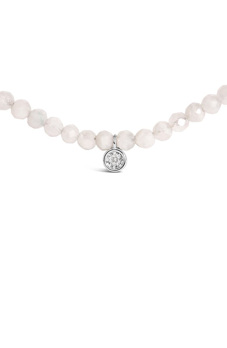 Haus of Brilliance Sterling Silver Moonstone Bead Station Necklace with Diamond Accent, Alternate, color, Silver