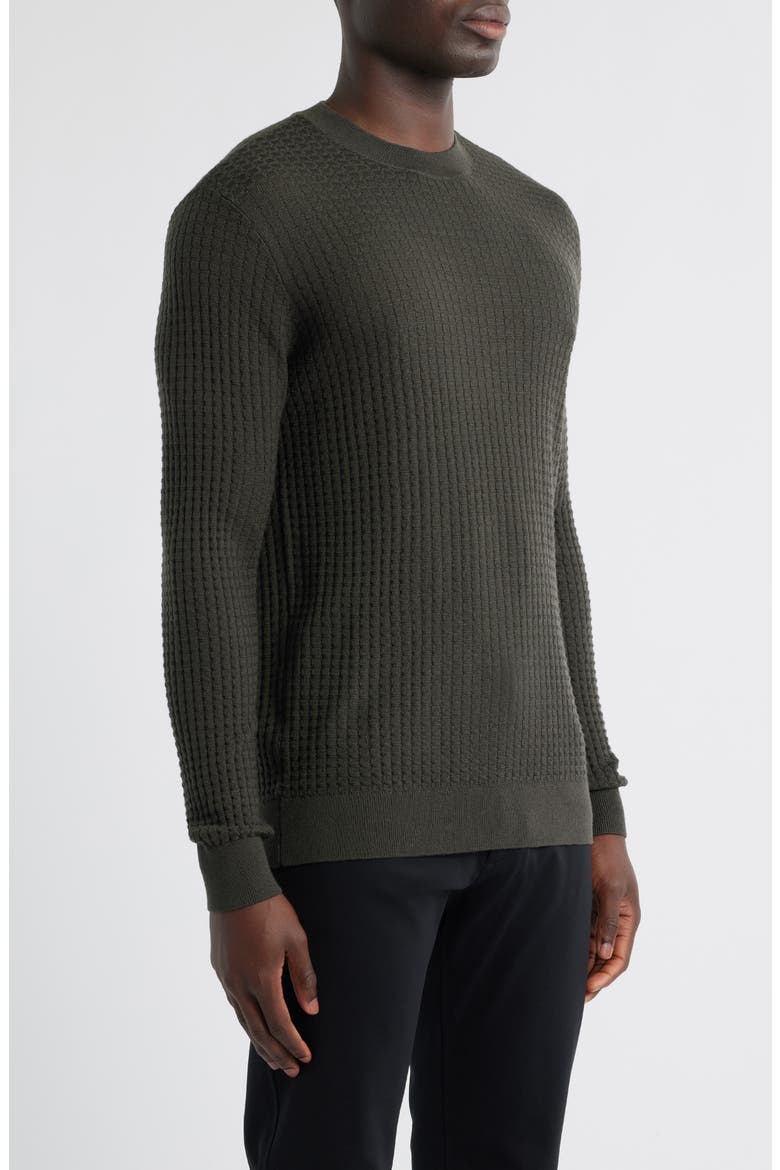 Textured Wool Crewneck Sweater, Alternate, color, GREEN